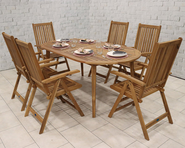 Ellipse 6 Seater Dining Set with Manhattan Recliner Armchairs