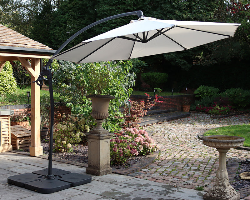 Ivory 3m Deluxe Pedal Operated Rotational Cantilever Parasol
