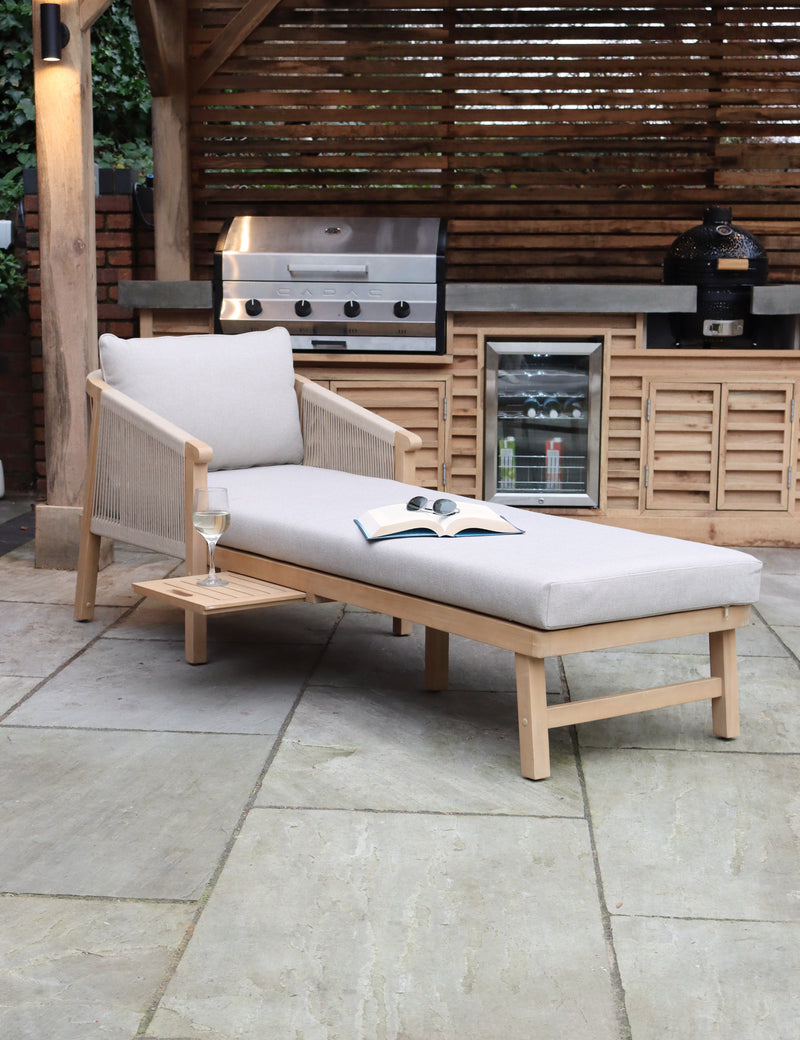 FSC Roma Sunlounger with pullout side tray