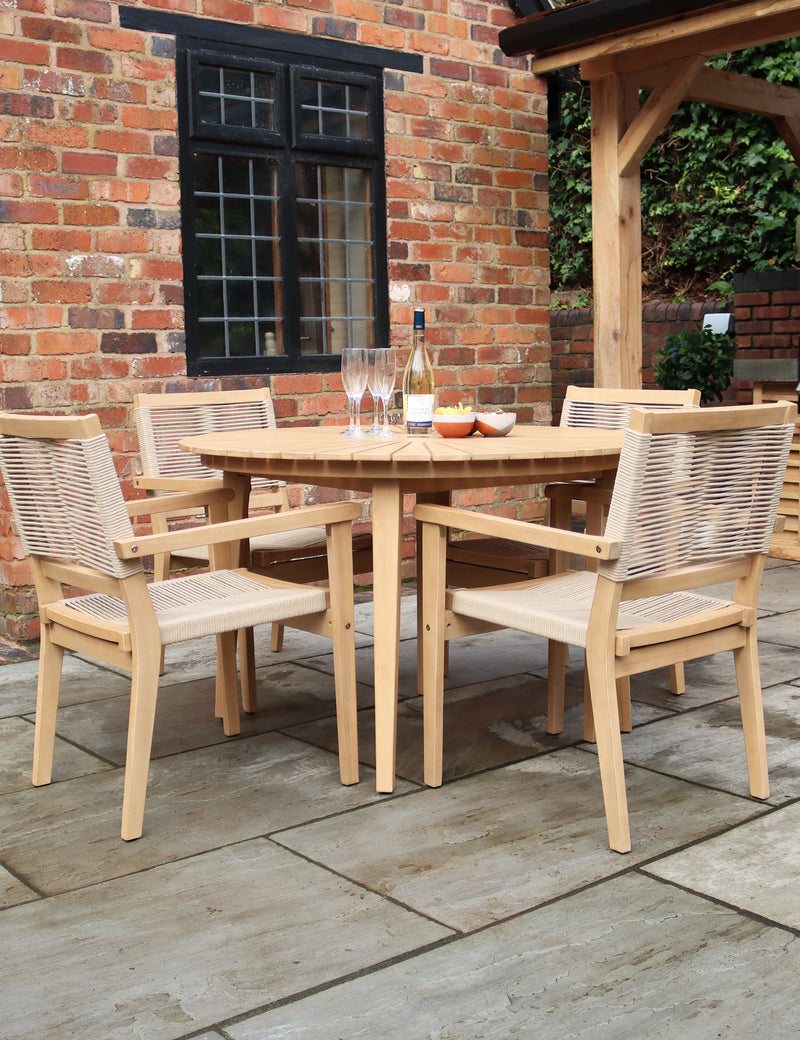 FSC Roma 120cm Table with 4 stacking rope chairs