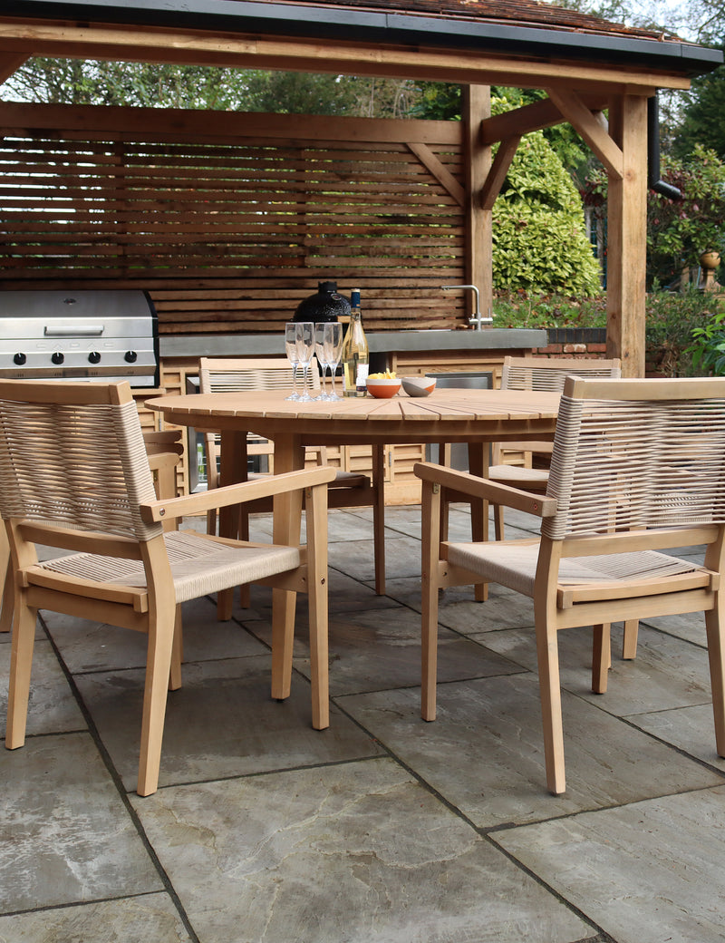 FSC Roma 150cm Table with 6 stacking rope chairs