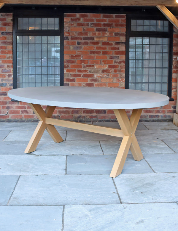 Luna 200cm x 145cm Ellipse Concrete Table