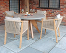 FSC Luna 120cm Round concrete table - Warm grey with 4 Roma Dining Chairs