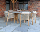 FSC Luna 200x140cm Ellipse concrete table - Warm grey  with 6 Roma Dining Chairs