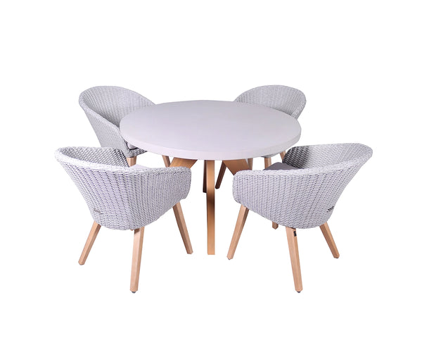 Luna 4 Seater Round Dining Set with Rattan Chairs