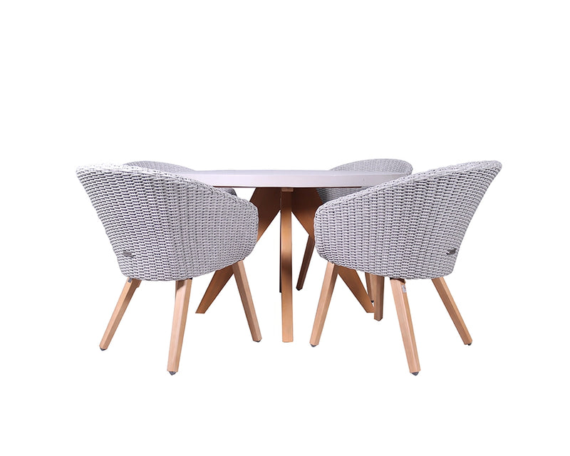 Luna 4 Seater Round Dining Set with Rattan Chairs