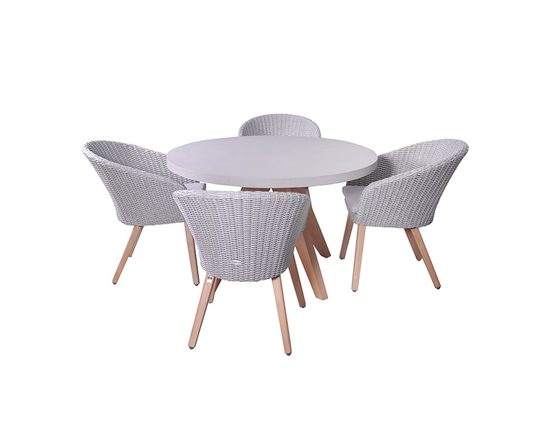 Luna 4 Seater Round Dining Set with Rattan Chairs