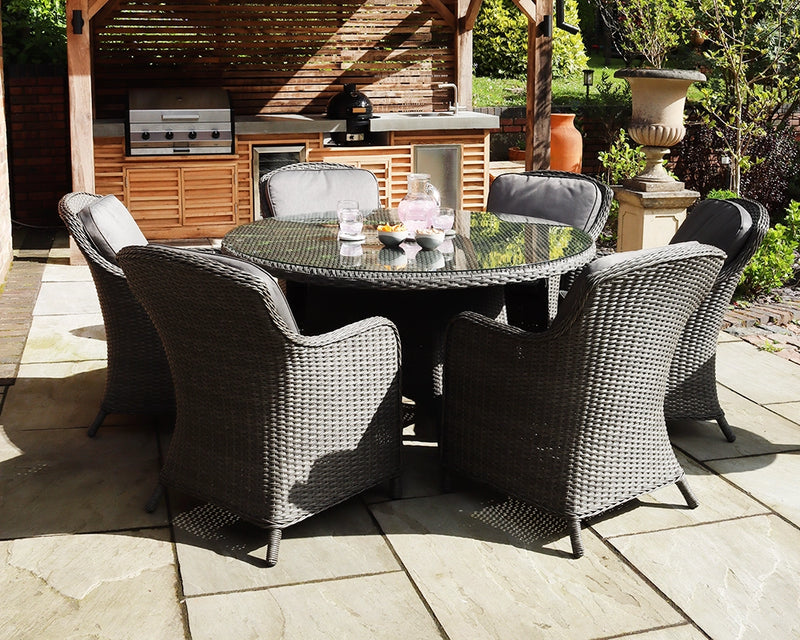 Paris 6 Seater Round Imperial Dining Set with Cushions