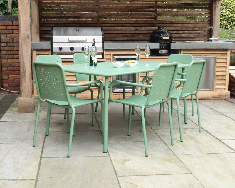 Porto 6 Seater Round Dining Set - Olive