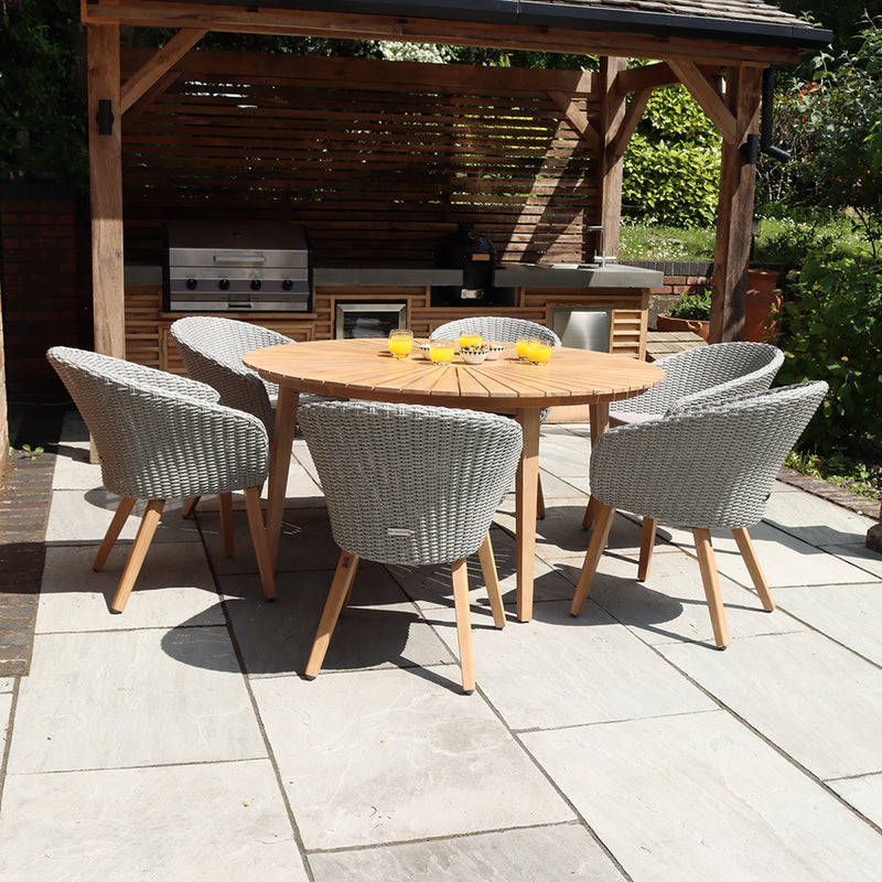 Roma 6 Seater Dining Set with Rattan Dining Chairs