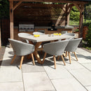 Luna 6 Seater Rectangular Concrete Dining Set with Rattan Dining Chairs