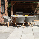 Luna 6 Seater Rectangular Concrete Dining Set with Rattan Dining Chairs