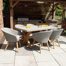 Luna 6 Seater Rectangular Concrete Dining Set with Rattan Dining Chairs