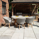 Luna 6 Seater Rectangular Concrete Dining Set with Rattan Dining Chairs