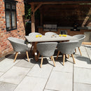 Luna 6 Seater Rectangular Concrete Dining Set with Rattan Dining Chairs