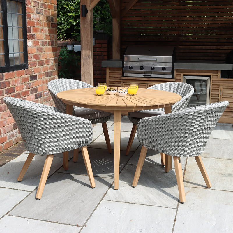 Roma Bistro Set with Rattan Dining Chairs