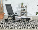 Sorrento Black Textylene Sunlounger with wheels