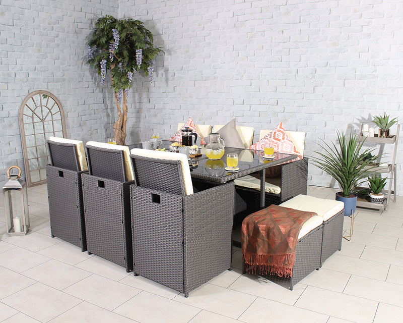 Cannes Grey 10 Seater KD Cube Set