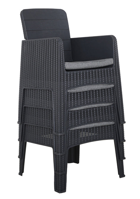 FARO-13 - Faro 4 Seater Square Dining Set - Black Rattan Effect