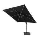 3m x 3m Deluxe Square Solar LED Cantilever parasol Grey + 100kg base