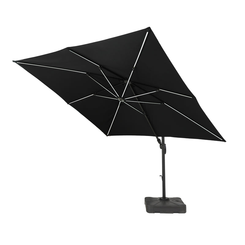 3m x 3m Deluxe Square Solar LED Cantilever parasol Grey + 100kg base