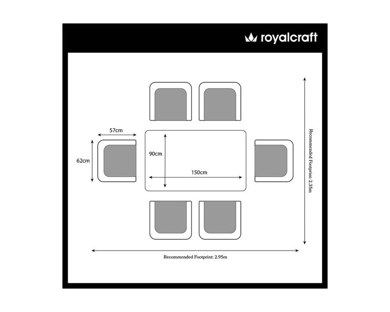 Malaga 6 Seater Rectangular Stacking Dining Set