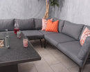 Mayfair Corner Lounging Set with Square Firepit – Grey