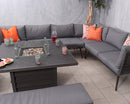 Mayfair Corner Lounging Set with Square Firepit – Grey