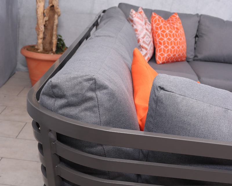 Mayfair Corner Lounging Set with Square Firepit – Grey