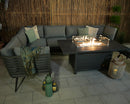 Mayfair Corner Lounging Set with Rectangular Firepit – Grey