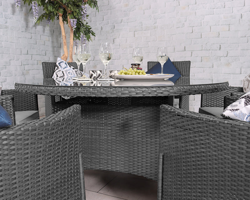 Nevada 6 Seater Round Dining Set - Grey