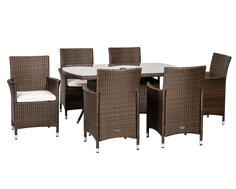 Nevada 6 Seater Rectangular Dining Set - Brown