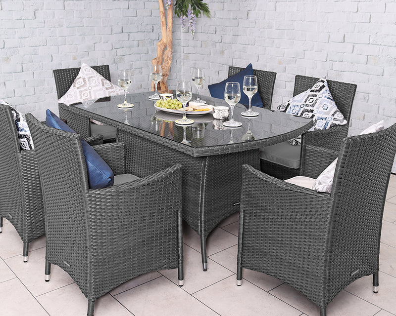 Nevada 6 Seater Rectangular Dining Set - Grey